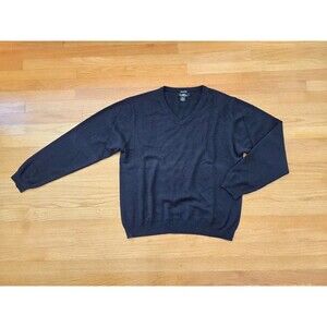 Pronto Uomo Sweater Mens 2XL Black Cashmere V-Neck Long Sleeve Pullover